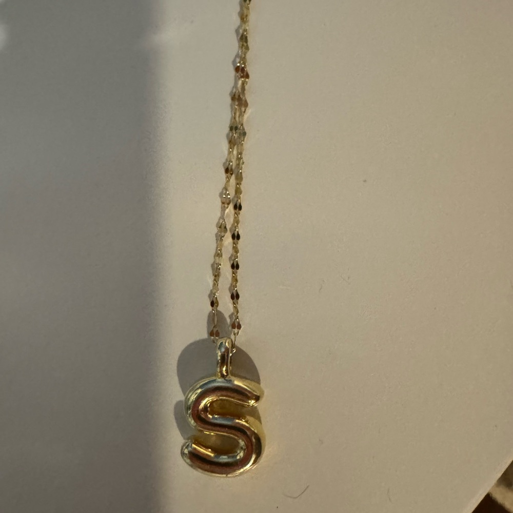 Gold Initial 'S' Pendant Necklace